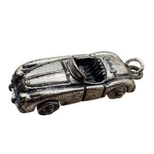 Beau Sterling Vintage Silver Convertible Sports Car Charm Moving Wheels 4.26g